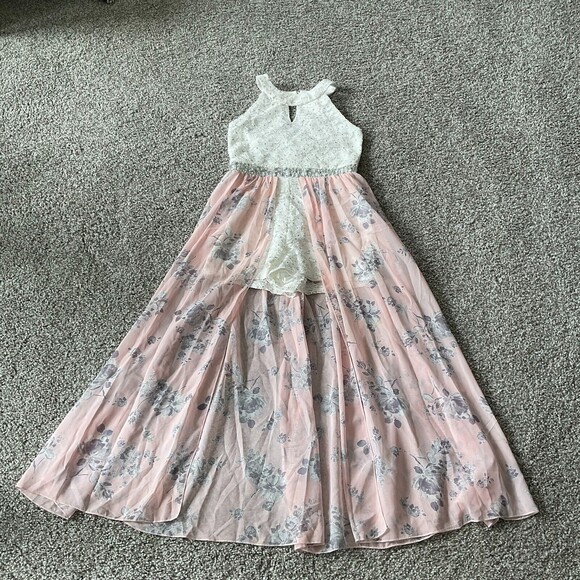 Speechless Kids Glitter Lace Walkthrough‎ Maxi Dress Romper Size 12 - Picture 1 of 6